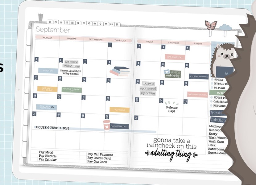 A DPC monthly planner spread in GoodNotes
